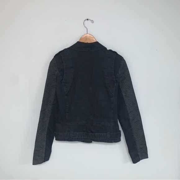 Current/Elliott "Easy Biker" Jacket Black Grey Dark Denim Moto Edgy Size Small - Picture 9 of 14